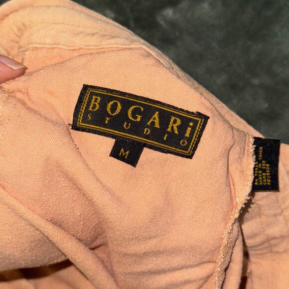 Bogari Studio Pant Womens Medium Orange 100% Silk Pockets Drawstring Long Sleeve - Picture 4 of 8